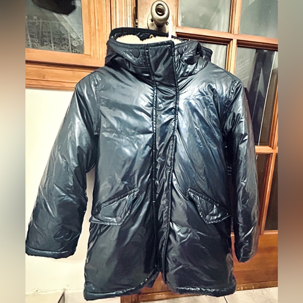 J Crew Crewcuts coat Glossy Navy blue Girls Sz Medium